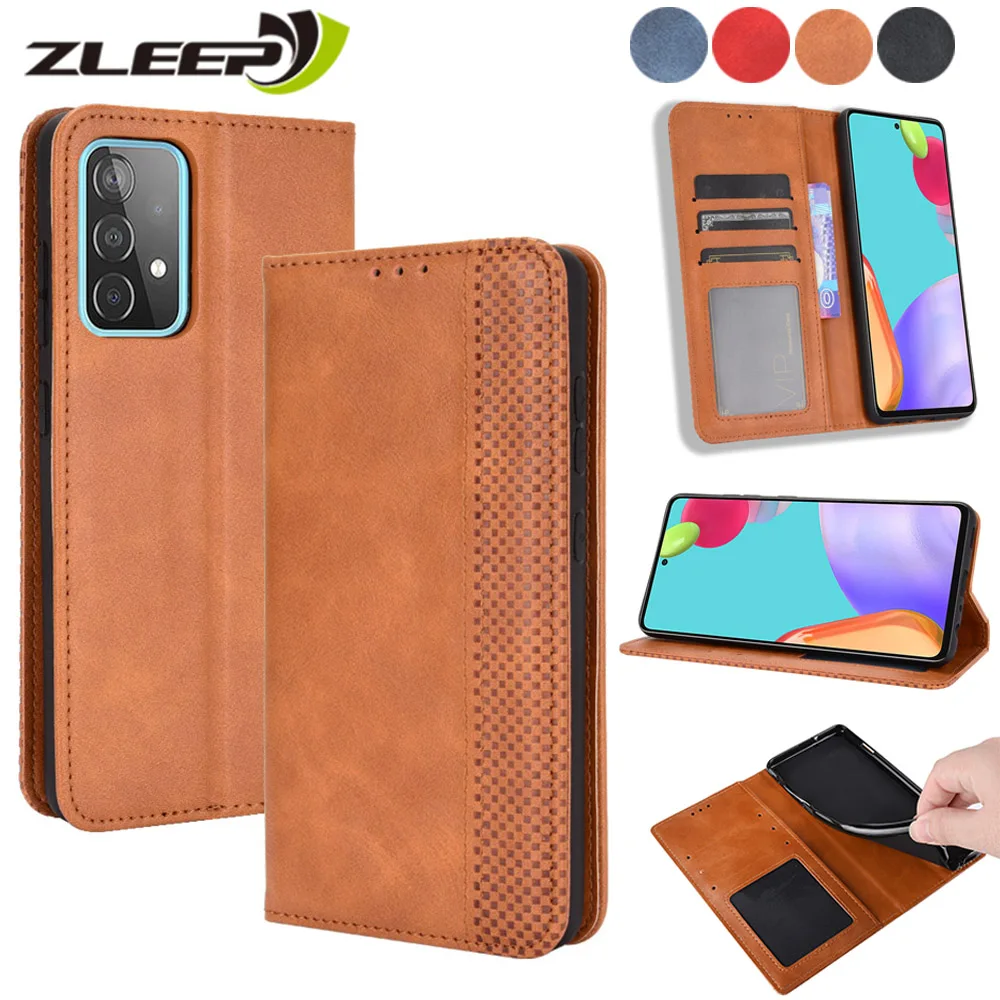 

Leather Phone Bags Case For Samsung Galaxy A73 A53 A33 A13 A03 Core A72 A52 S A42 A32 A22 A12 A02S A9 2018 Flip Card Slots Cover