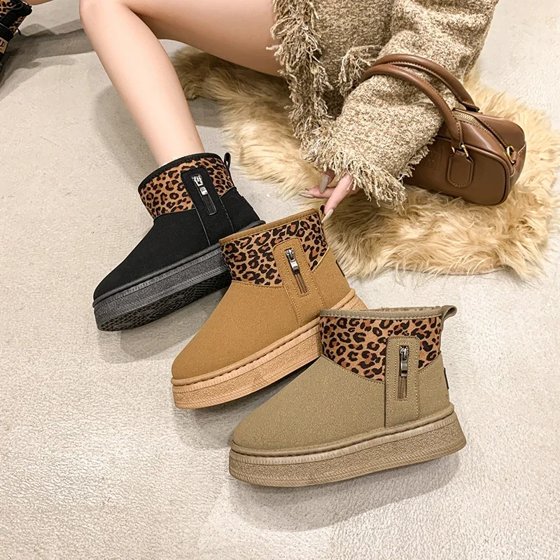 New Arrival Winter Non-slip Comfortable Casual Round Toe Women's Boots Fashion Sleeve Platform Sole Suede Snow