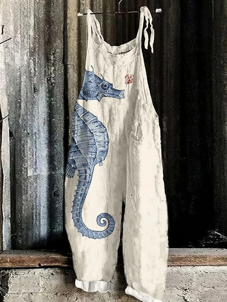 Винтажный японский морской конек с принтом праздничный пляжный повседневный