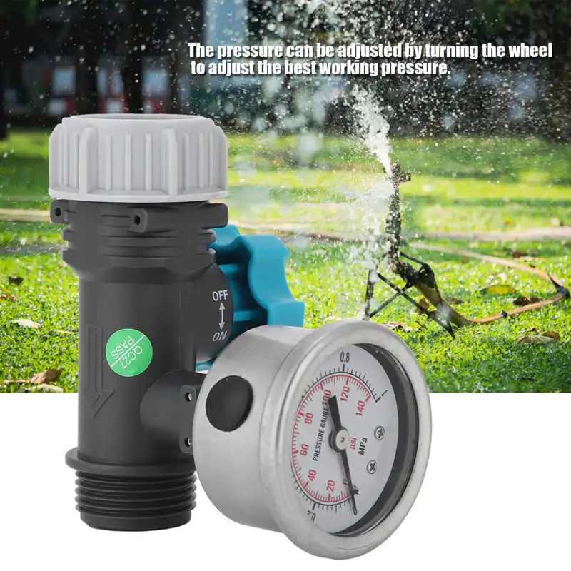 

G3/4in Adjustable Water Pressure Regulator Valve with Pressure Gauge Greenhouse Garden Irrigation Controller Pressure Reducer