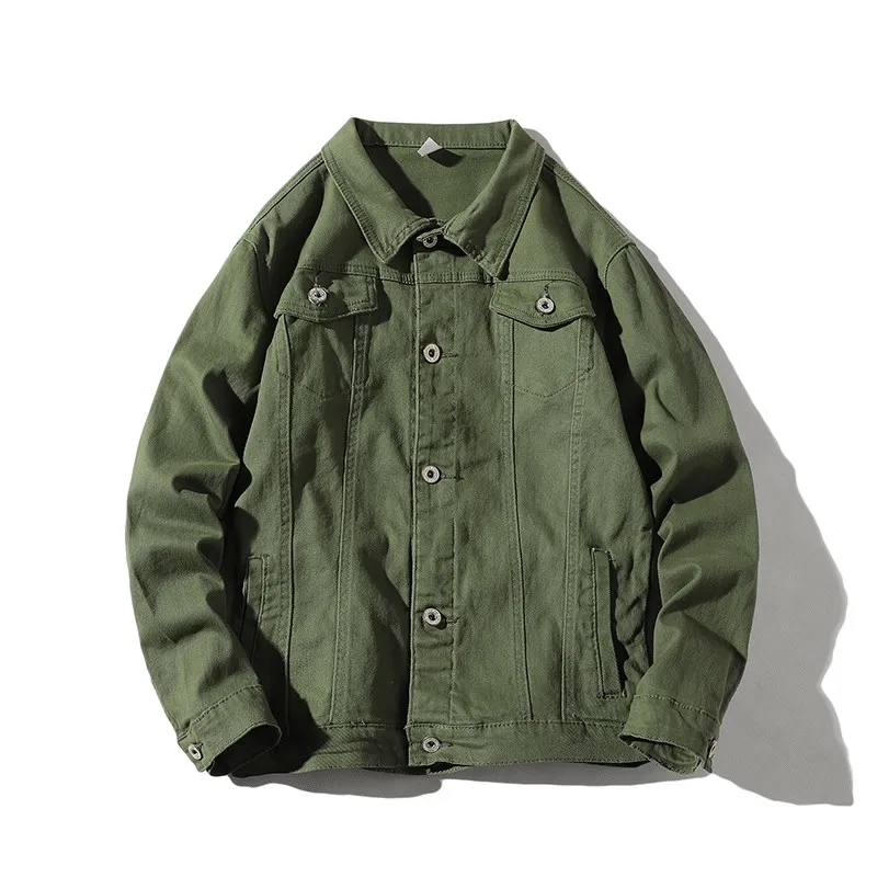 

Мужские джинсовые куртки на весну и осень, однотонные повседневные джинсовые куртки с отложным воротником, уличная одежда