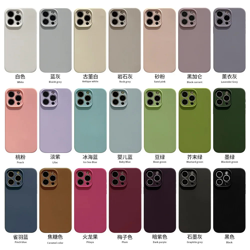 

For iphone 14 11 12 13 Pro Max Plus Phone Case Solid Color Liquid Silicone Flannel Included Luxurious Cute Anti-fall Soft Shell