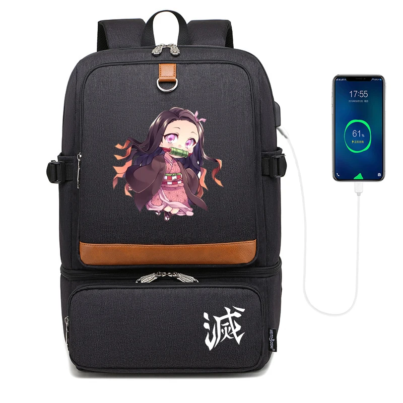 

Demon Slayer Kimetsu No Yaiba Backpacks Laptop Backpack Insulated Compartment USB Waterproof Cooler Bag School Picnic Lunch Bag