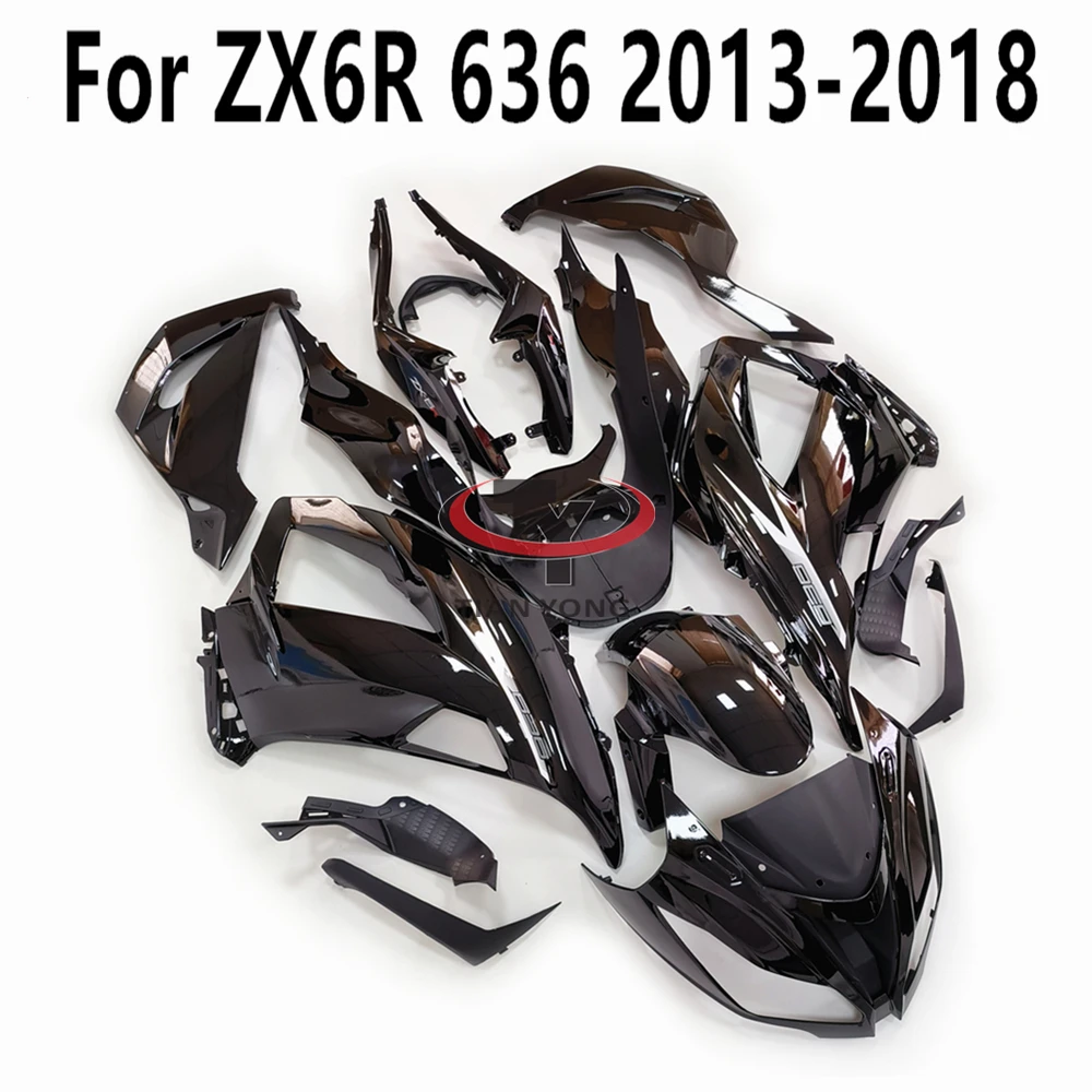 

Для Kawasaki ZX6R ZX 6R 636 2013-2014-2015-2016-2017-2018 полный комплект обтекателей яркий черный корпус с принтом