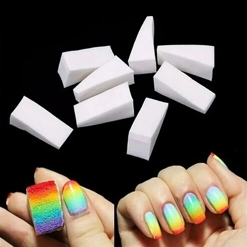

Искусство для ногтей, 8 цветов, мягкие губки, блестящие, с градиентными рисунками, милые, треугольные, блестящие украшения для маникюра