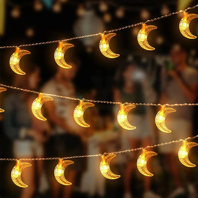 

1.5M 10LED Eid Mubarak Star Moon LED Lights String Ramadan Kareem Decoration for Home Islam Muslim Festival Party Supplies 2023