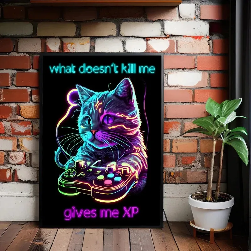 Современный стиль неоновый постер Playboy игры животные на холсте без рамы