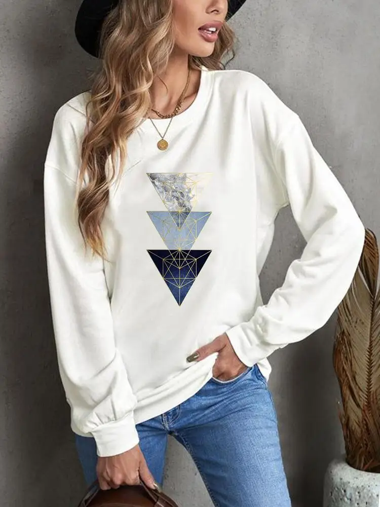 

Pullovers Autumn Spring Clothing Women Clothes Casual Print Geometric Cute 90s Lovely Style Fashion Wear Graphic Sweatshirts