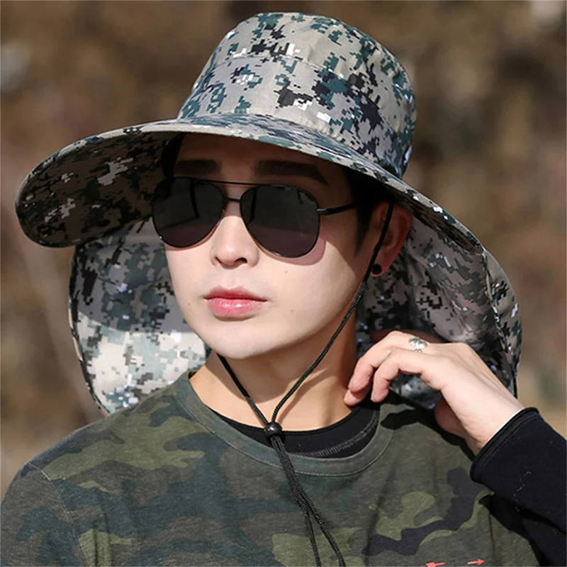 

Waterproof Bucket Hat Summer Men Hat Outdoor Sun Protection Wide Brim Panama Safari Hunting Hiking Fishing Sun Hat