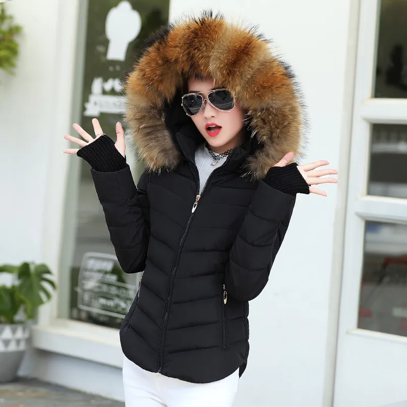 2023 New Winter parkas Women Winter Jacket Womens Gloves warm detachable fur collar detachable hat Slim fit coat