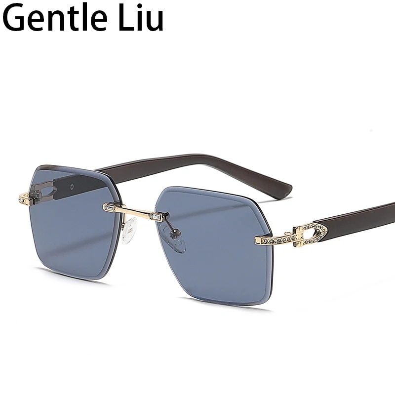 Солнцезащитные очки без оправы для мужчин и женщин винтажные квадратные