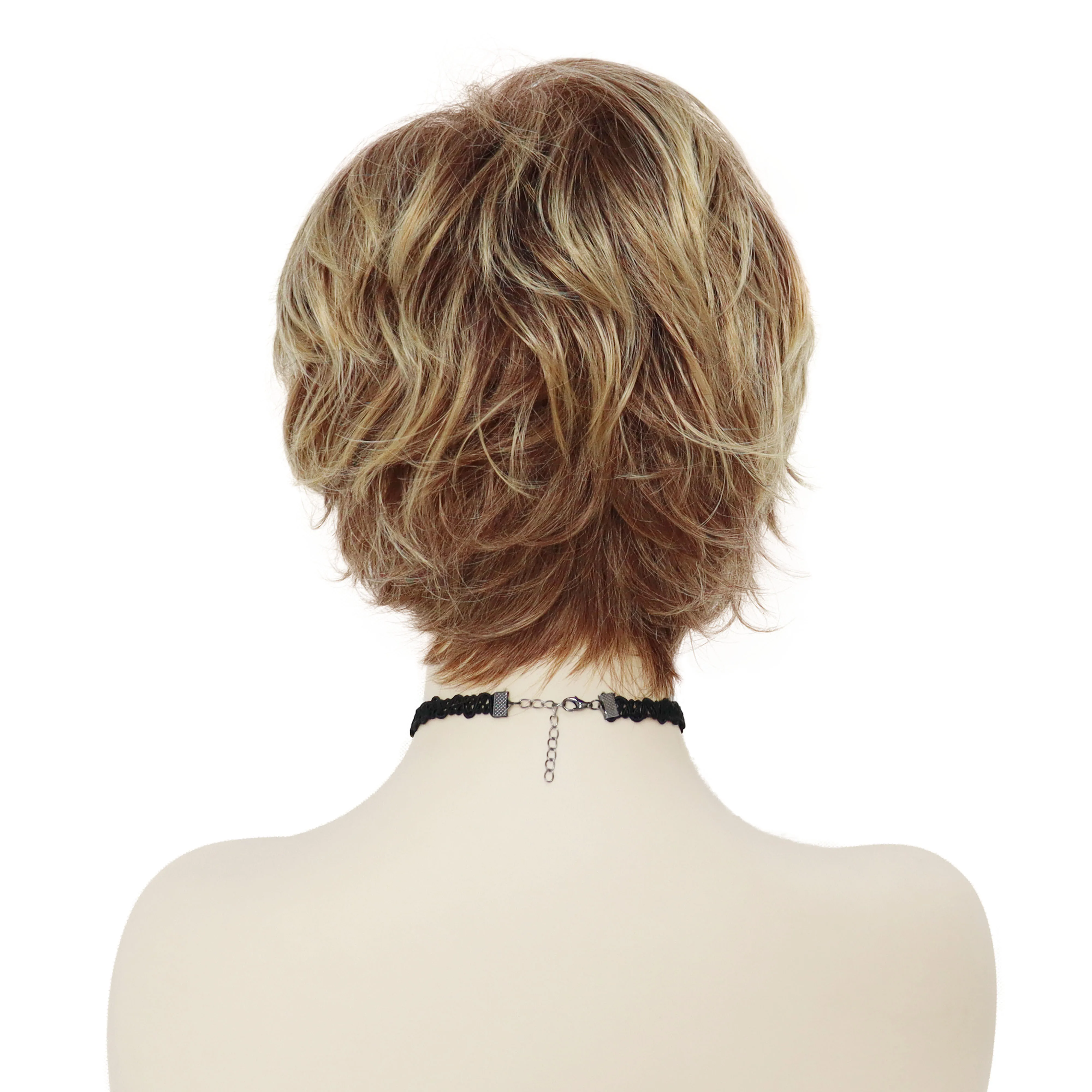GNIMEGIL Synthetic Wig Brown Short Hair for Woman Wigs Bob Wig with Bangs Cheap Wig Heat Resistant Fiber Replacement Mommy Wig