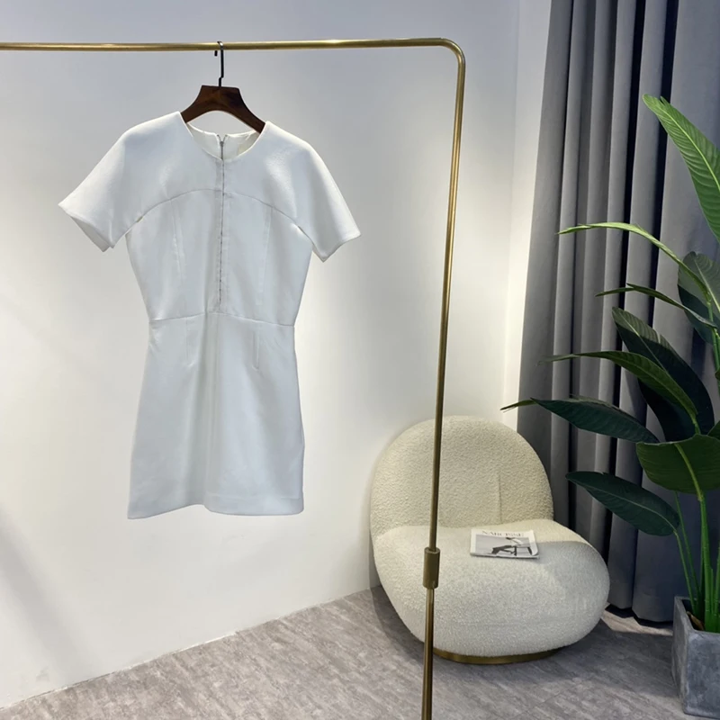 

Solid Black White Top Quality Women Fashion Short Cloak Sleeve Zipper Fly Slim Fit Sheath Sexy Designer Clothes