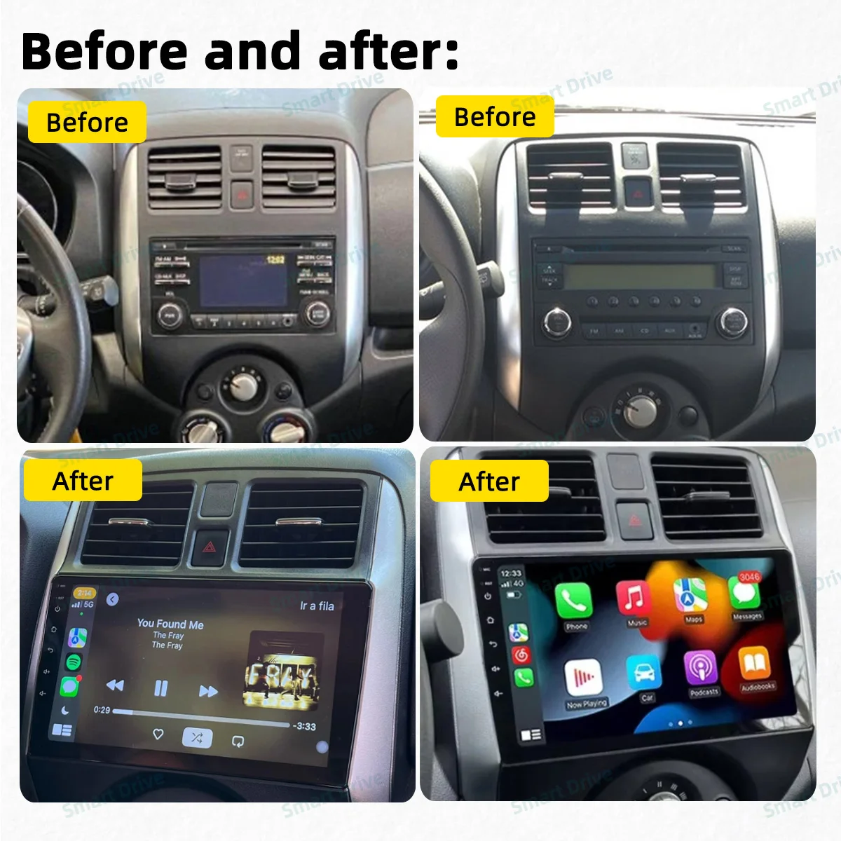 Фото Автомобильный радиоприемник для Nissan Versa Note 2013-2017 2-диночный Android стерео мультимедийный плеер GPS-навигация Carplay авторадио головное устройство 4G №2
