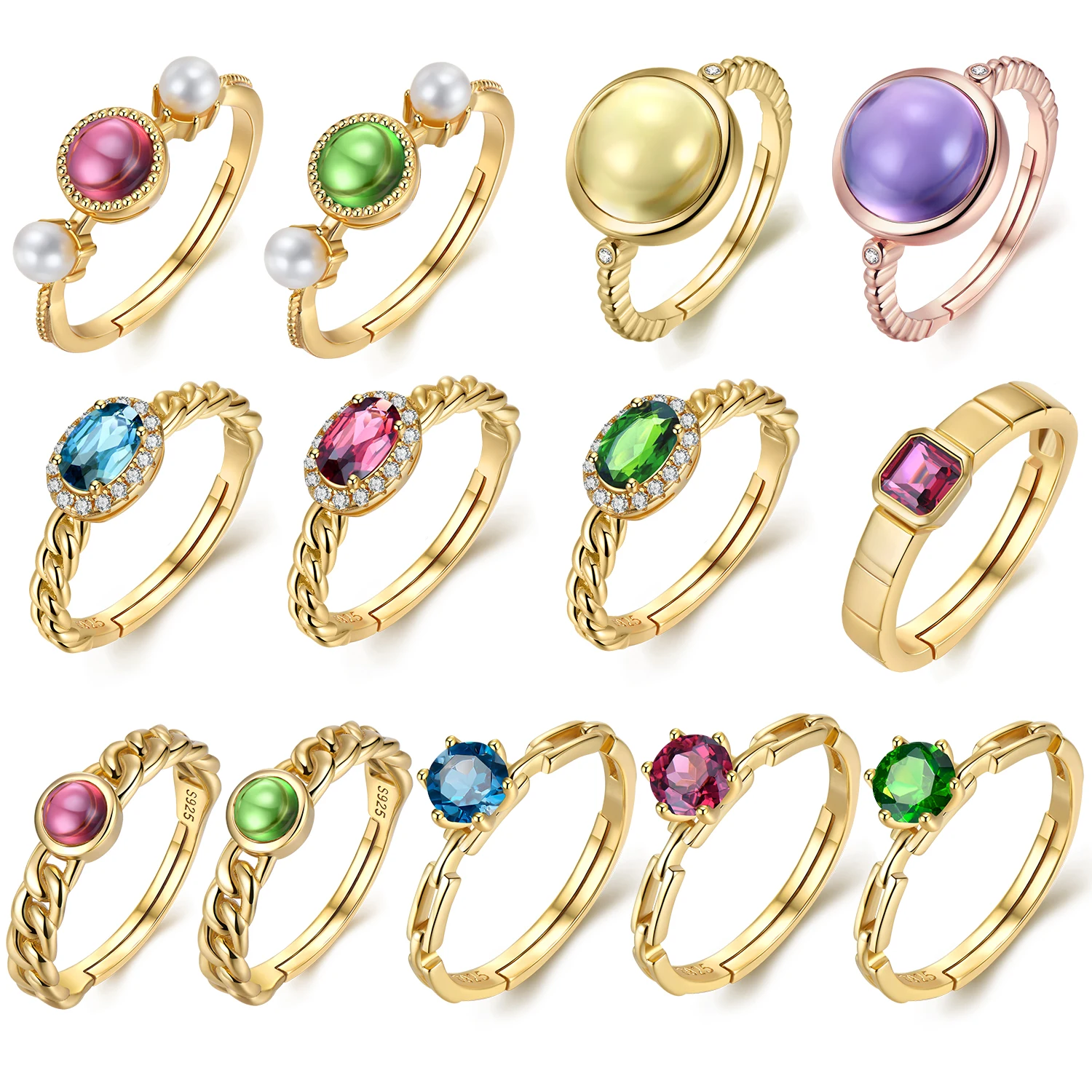 

Женское регулируемое кольцо из серебра 925 пробы с натуральным сияющим гранатом