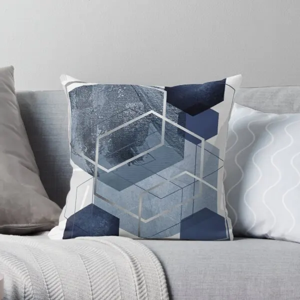 

Blue And Grey Geo Printing Throw Pillow Cover Throw Waist Office Soft Case Home Square Bedroom Sofa Pillows not include