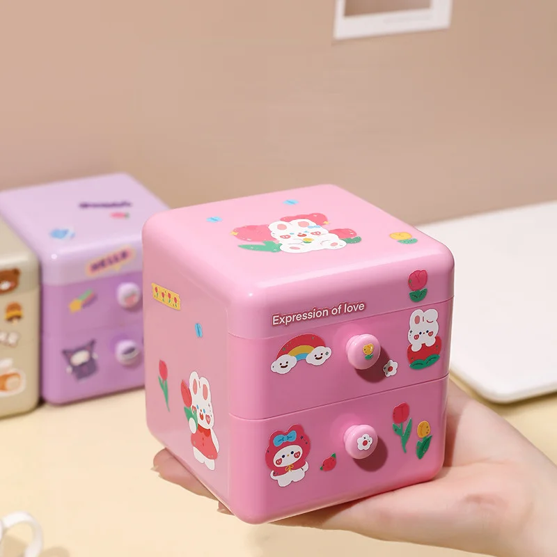 Cute Jewelry Storage Box Ring Box Student Desktop Stationery Storage Box Earring Organizer Necklace Holder
