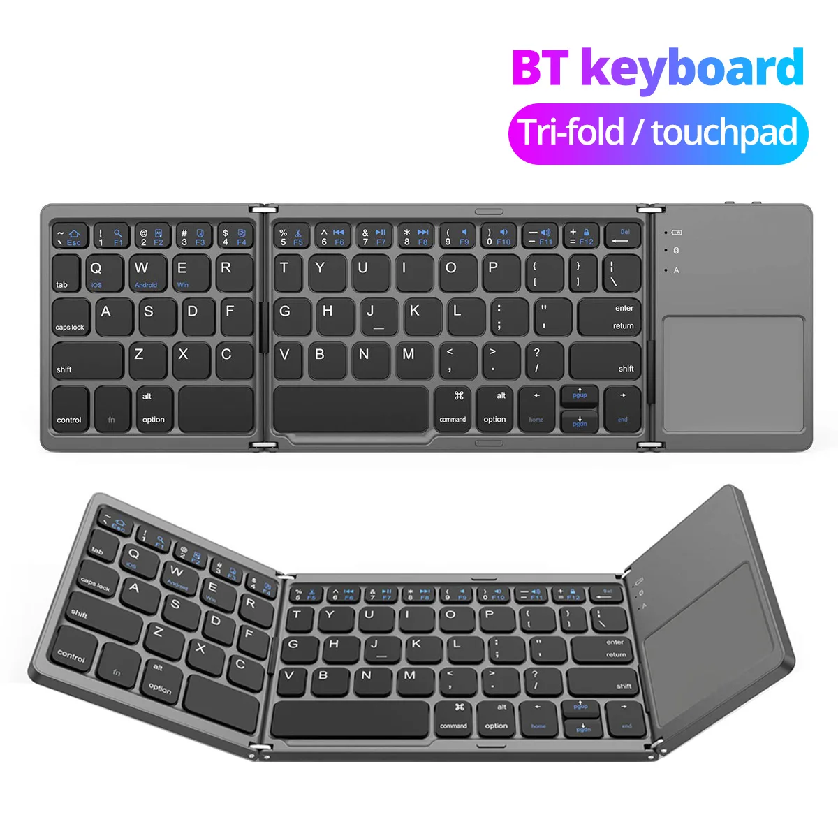 

ANKNDO Portable Mini Folding Wireless Bluetooth Keyboard with Numeric Keypad for Windows Android IOS Tablet Ipad Phone