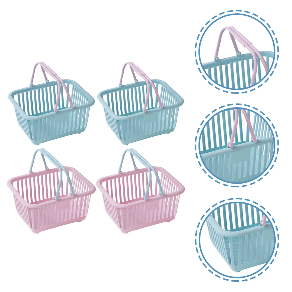 

4 Pcs Picking Basket Bathroom Mini Plastic Containers Shower Toys Kids Handles Shopping