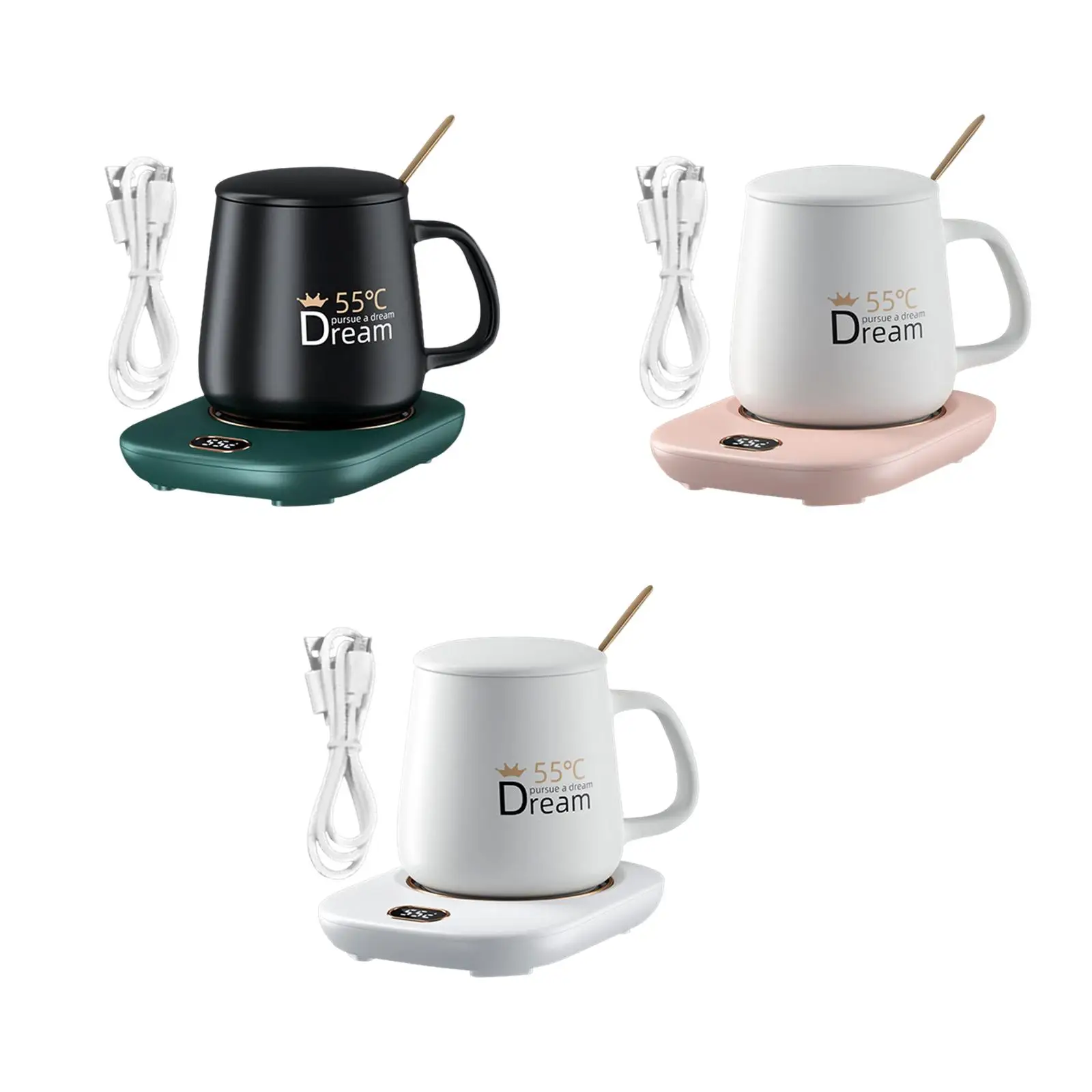 

Intelligent USB Warmer Coaster with 3 Temperature Settings Touch Thermostat Coasters USB Cup Warmer for desk