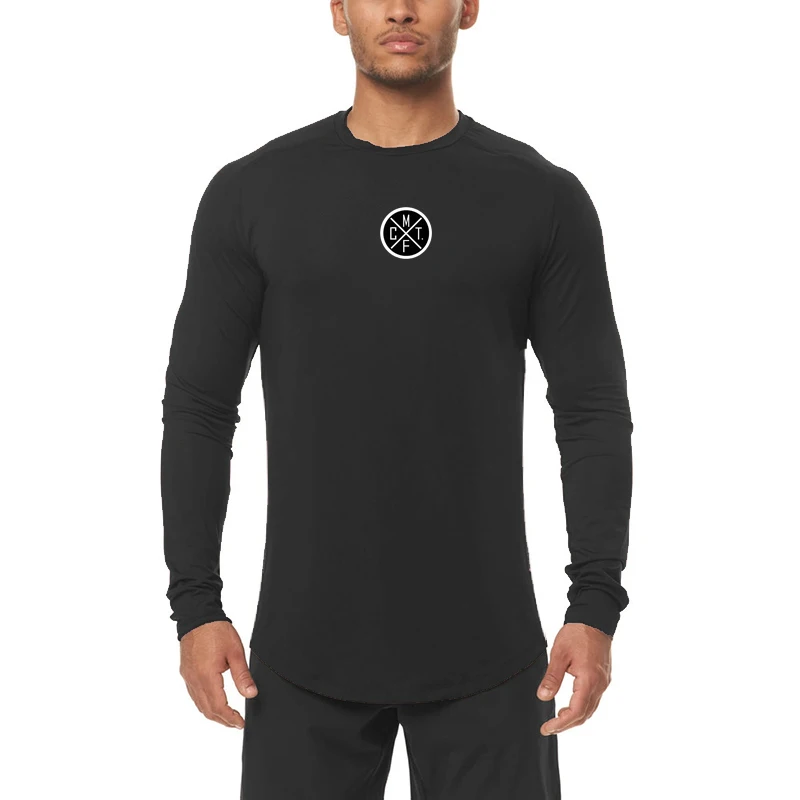 

Осенняя быстросохнущая дышащая Спортивная Повседневная модная простая футболка с надписью и круглым вырезом для спортзала с высокой эластичностью