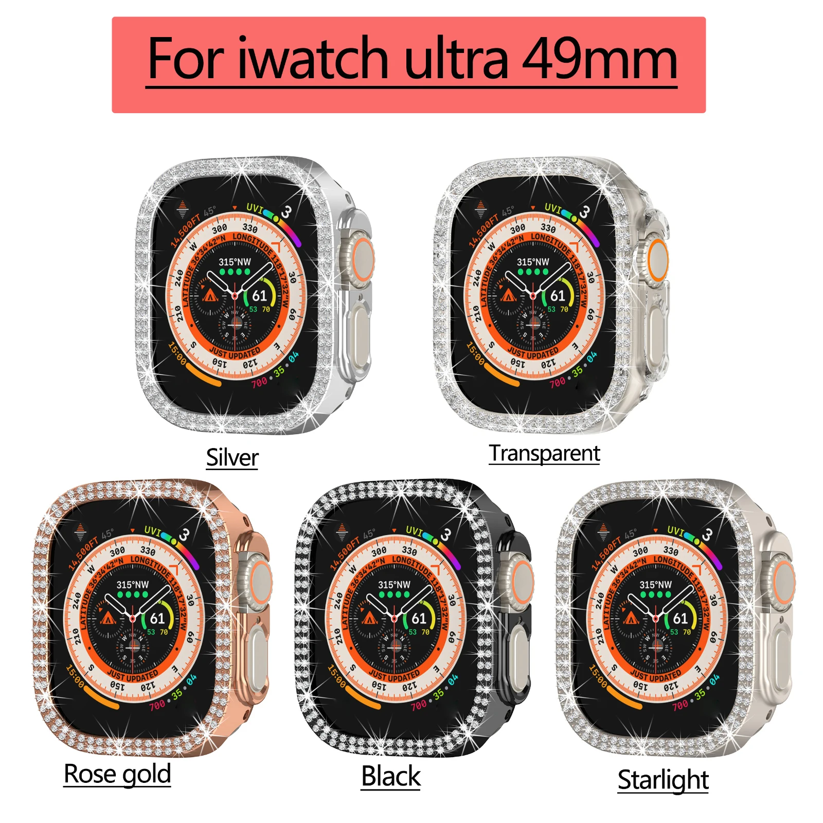 

Watch case is applicable to apple watch ultra double row drill protective case