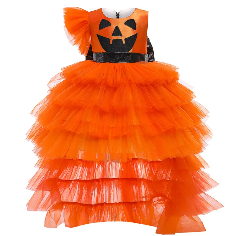 

Baby Girls Halloween Dress Up Princess Mesh Trailing Dress Newborn Ruffle Sleeve Birthday Evening Party Gown Cosplay Vestidos