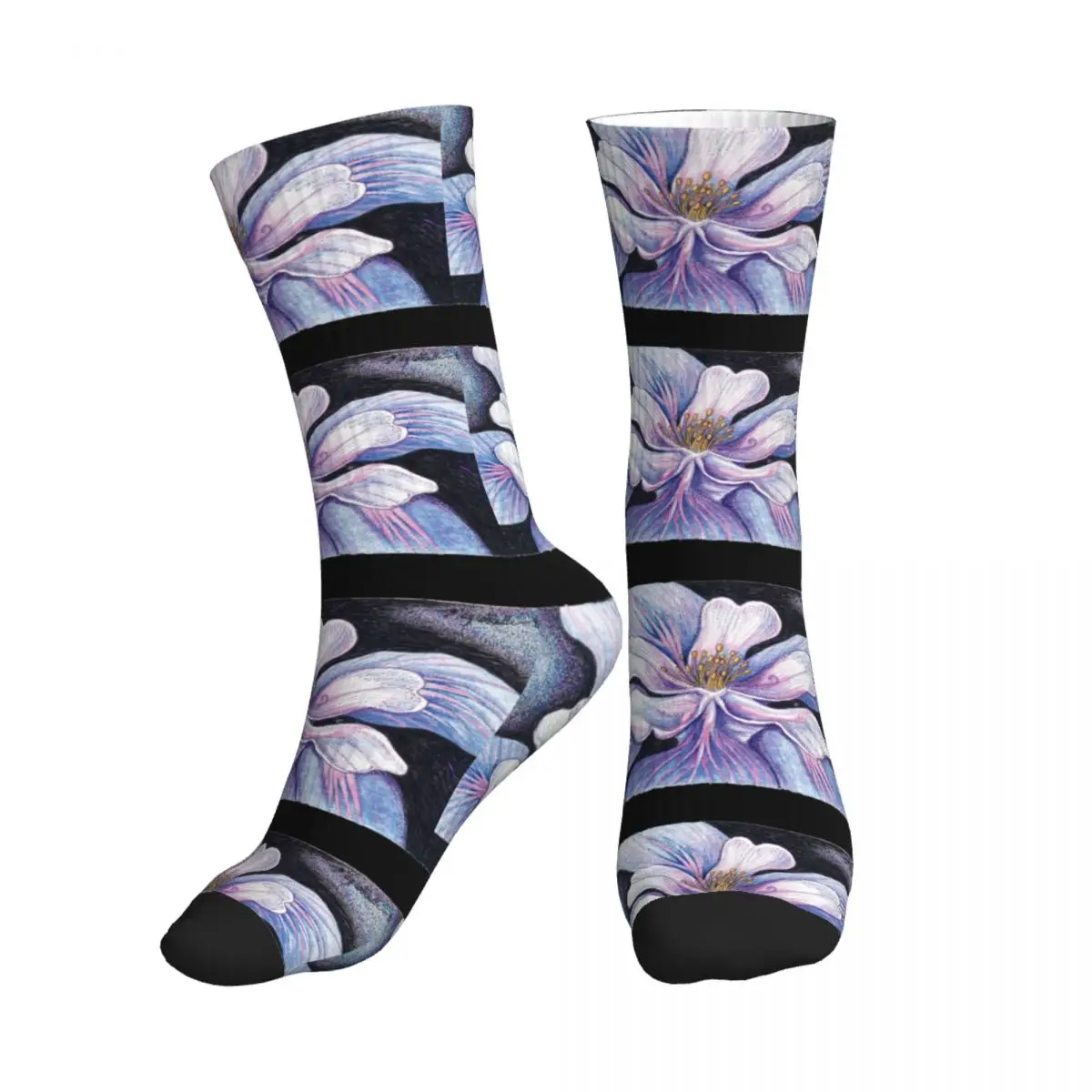 Голубые цветки Коломбина (НАТУРАЛЬНАЯ фиксация до о'keeffe) спортивные носки