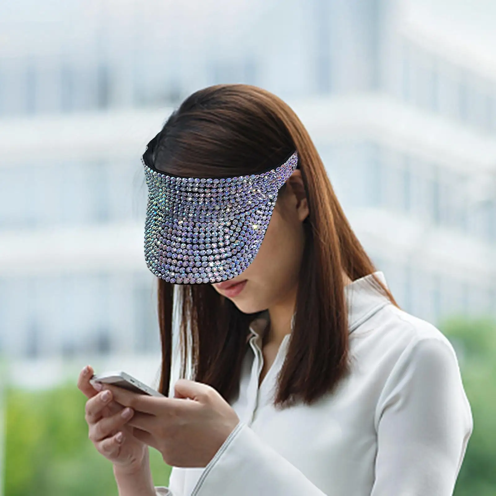 

Bling Стразы Кепка с козырьком от солнца регулируемая спортивная пляжная шляпа с широкими полями для гольфа