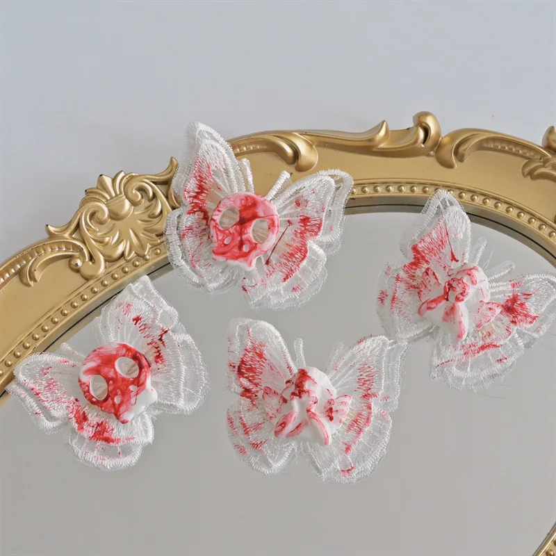 Шпилька для волос в виде скелета на Хэллоуин готический Ангел бабочки головной