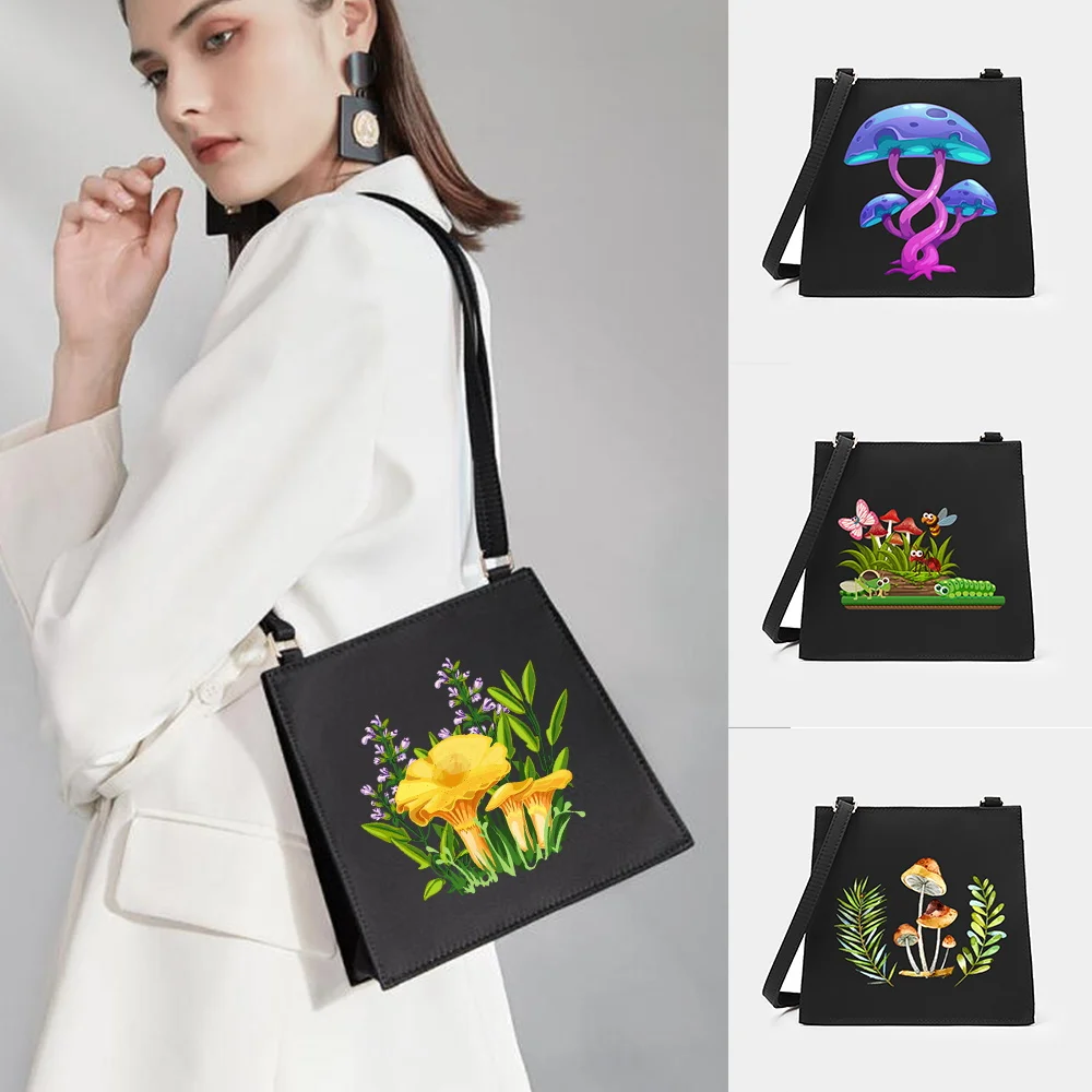 

2022 New Women Square Bag Shoulder Crossbody Purse Mushroom Series Pattern Designer Casual Commute Tote Messenger Bag Handbag