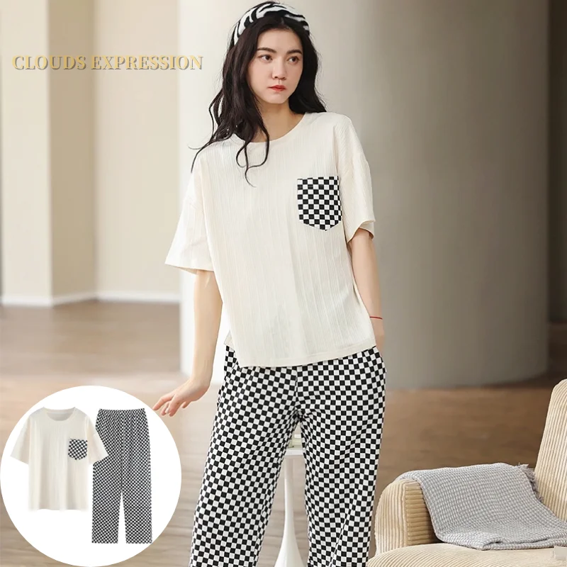 Пижама женская с коротким рукавом элегантный пижамный комплект привлекательная