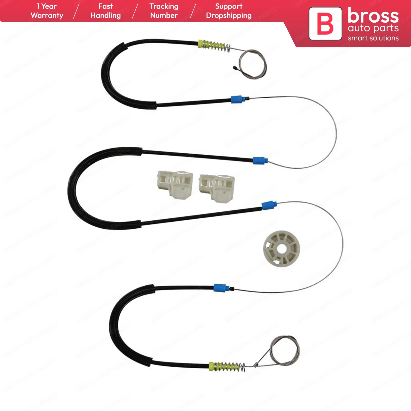 

Bross Auto Parts BWR627 Electrical Power Window Regulator Repair Kit Front Right Door for Polo 3 6 N2 4/5 Door 1999-2002