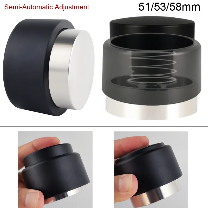 

Semi-automatic Adjustable Powder Hammer Stainless Steel Espresso Accessory Coffee Tamper Suitable for 51mm/53/mm58mm Portafilter