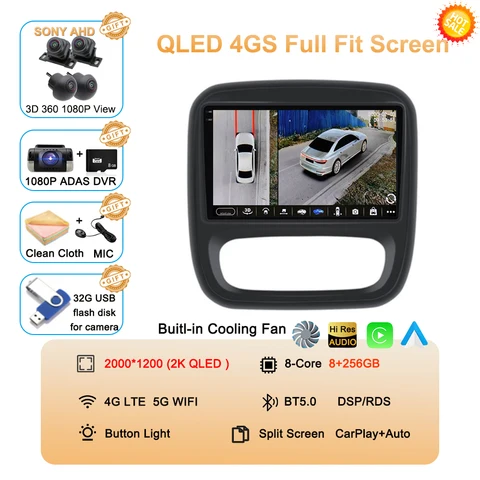 Android 14 для Renault Trafic 3 2014-2021 Opel Vivaro B 2014-2018 2 Din 4G авторадио GPS-навигация Carplay мультимедийный плеер B