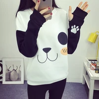 kawaii panda pullovers women loose plush sweatshirts indie harajuku style 2021 spring auutmn new fashion loog sleeve pullovers
