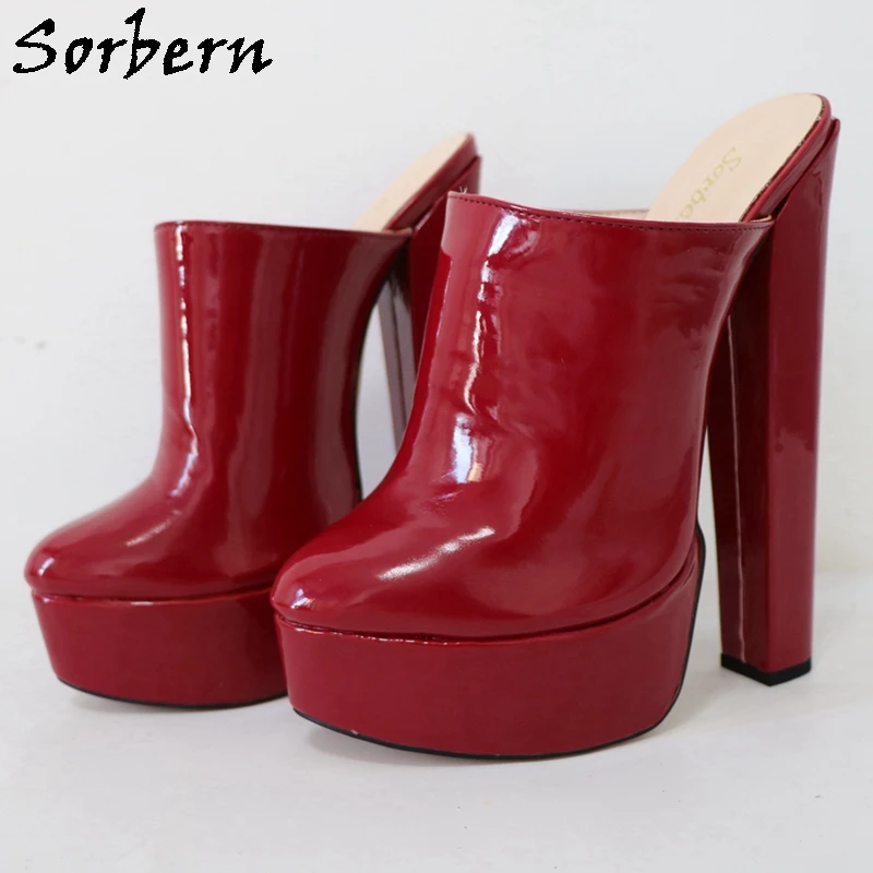 

Sorbern 20Cm Fetish Block Heel Women Pump Mules High Arch Shoes Visible Platform Sissy Boy Crossdresser Shoes Size 33-48