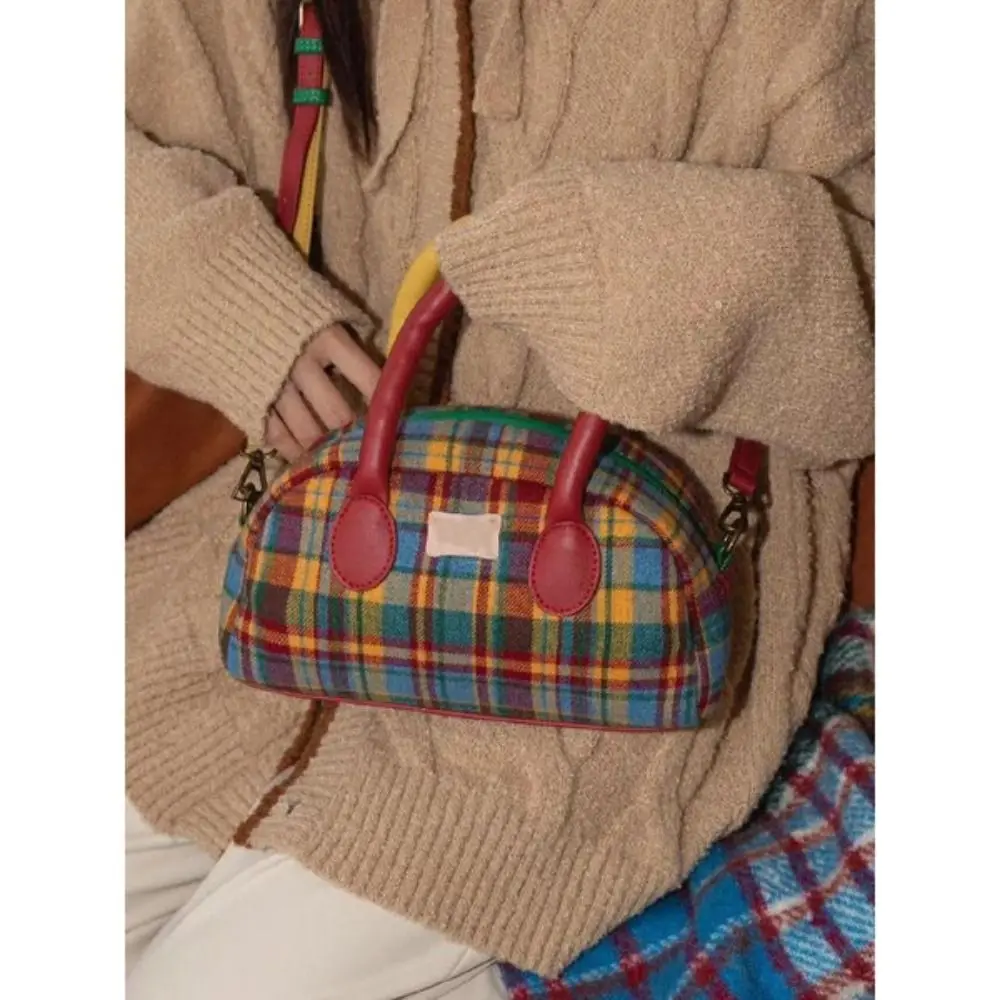 Ретро Клетчатая Сумка Через Плечо С Портмоне Для Женщин Нейлоновая На Шелковой