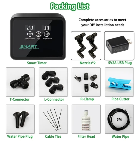 Увлажнители для рептилий, умная система туманообразования с таймером и регулируемыми насадками для туманообразования на 360 °, комплект распылителей для тропических лесов, растений, амфибий - изображение