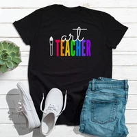 art teacher rainbow colors paintbrush shirt funny art teacher life shirts y2k aesthetic graphic t shirt kawaii womens clothing