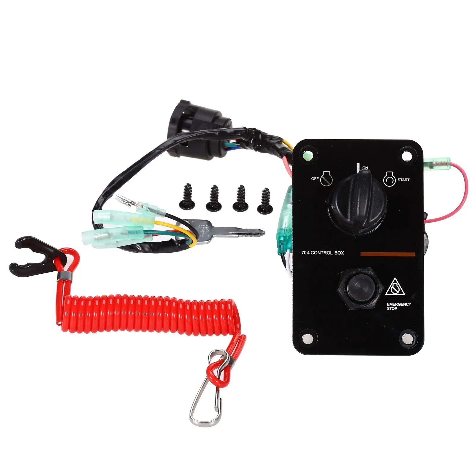 

704-82570-08 For Yamaha Outboard Single Engine Key Switch Assembly Panel Black Control Ignition Board