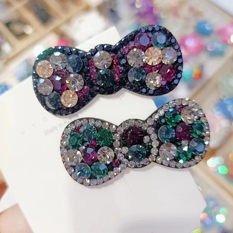 Корейские заколки для волос с блестящим бантом и стразами женщин модные девочек
