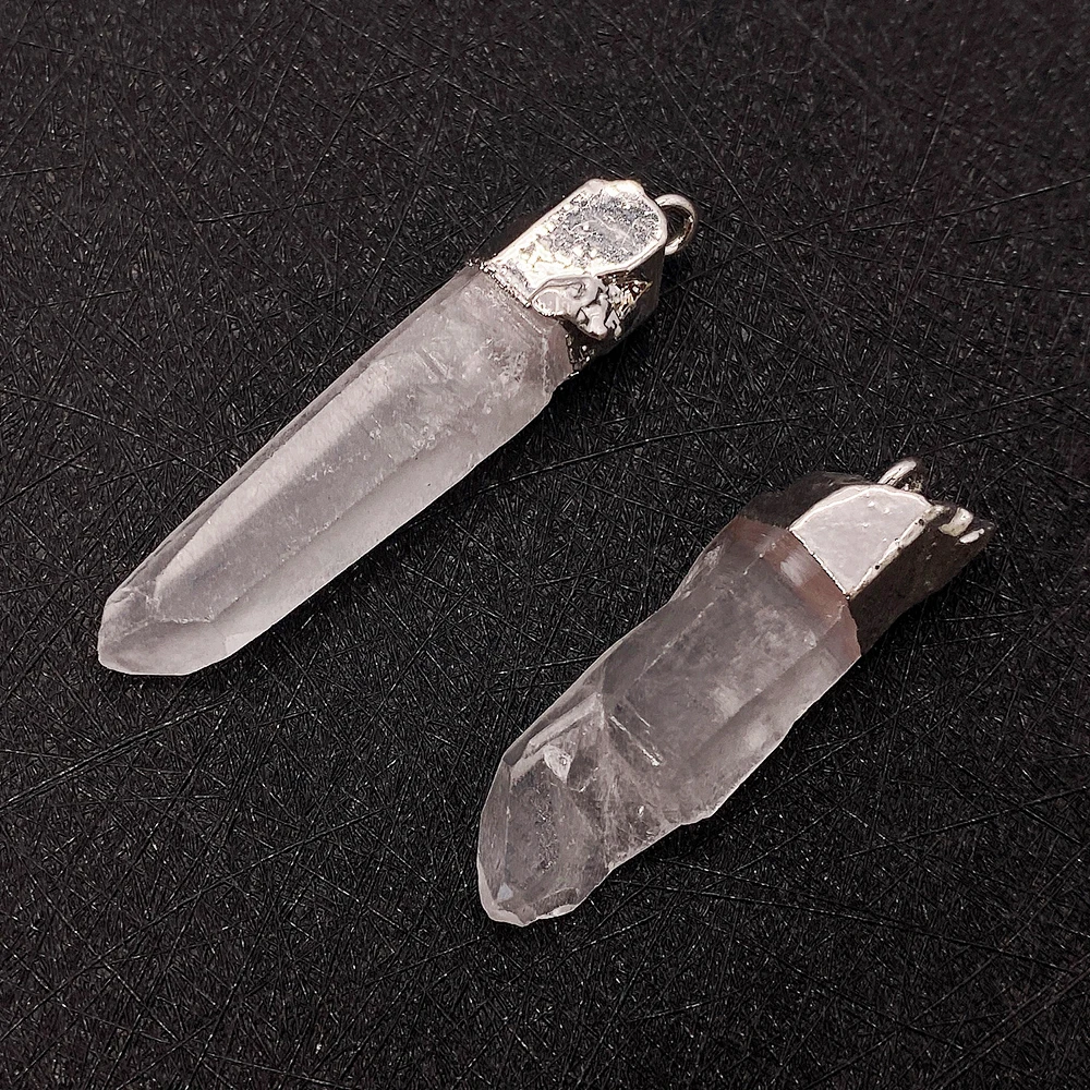 

2pcs Natural Stone White Crystal Hexagonal Column Pendants Charms for Jewelry Making DIY Necklace Reiki Crystal Pillar Pendants