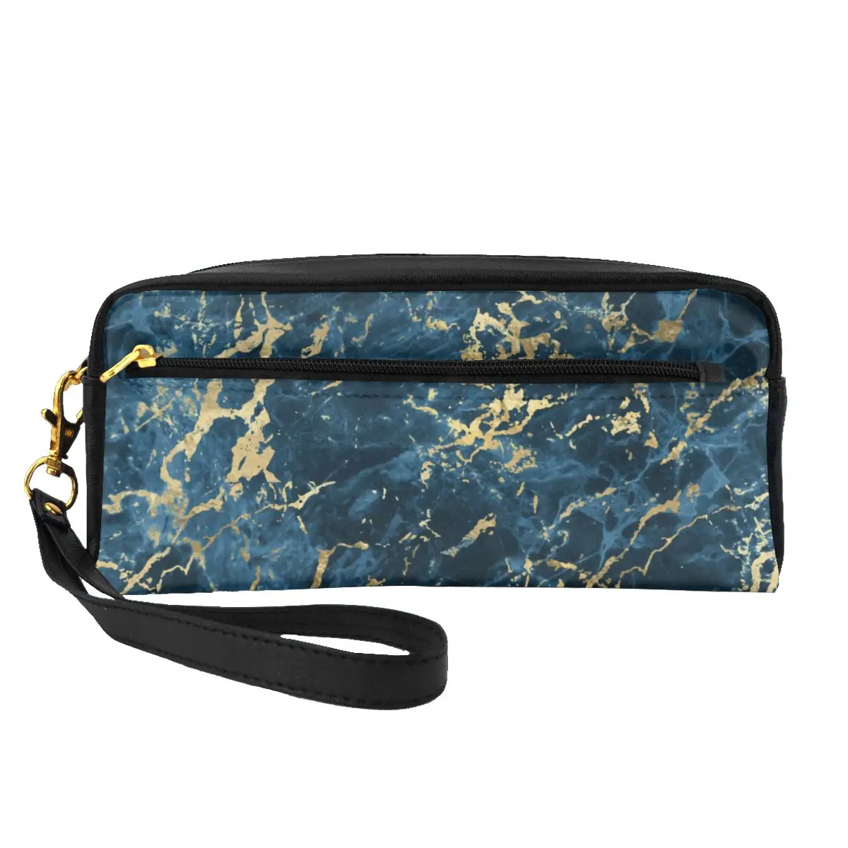 

Marble Blue Glod Zip Storage Organizers Natural Stone Pattern Large Capacity For Necessaries Makeup Pouch Woman's Cosmetic Bags
