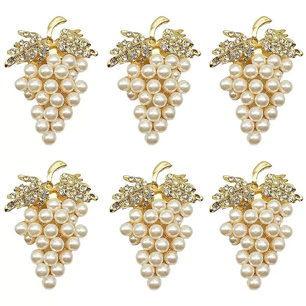 

2023NEW Golden Grape Napkin Ring Pearl Rhinestone Napkin Holder Exquisite And Elegant Wedding Hotel Decoration Table Napkin Buck