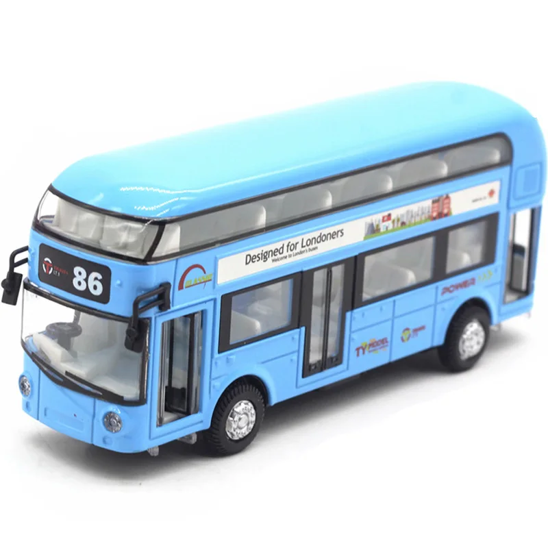 Diecast London Bus Double Decker Light &amp Music Open Door Design Metal Alloy For Londoners Toys Children