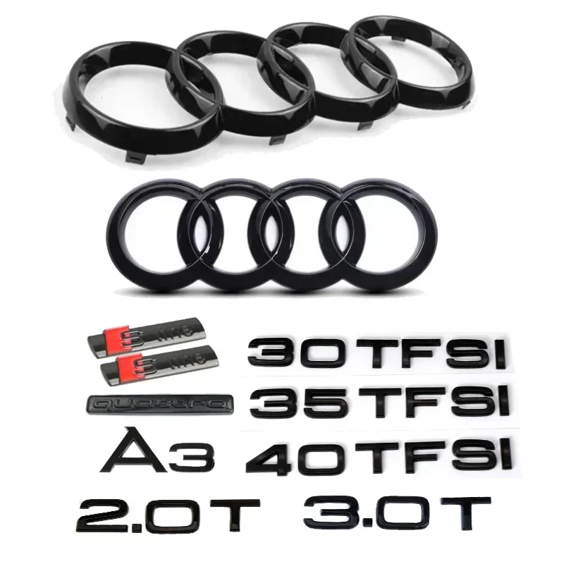 Фото Новинка 2025 года: Эмблема-наклейка на капот и багажник для Audi A3 2010-2020, 2020-2024 (Quattro, Sline, 35TFSI) – Замена оригинальной запчасти №2