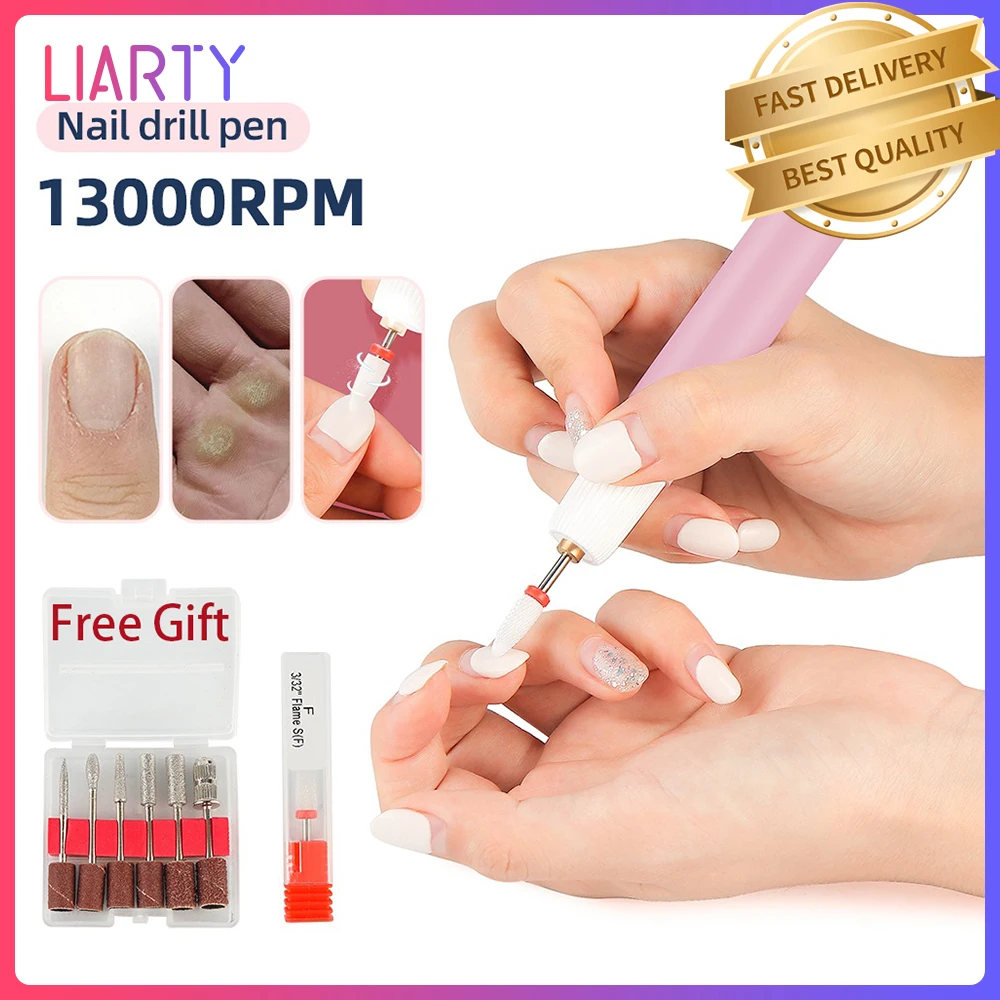 

USB Rechargeable Nail Drill Pen Sets Portable 3 Gears Adjustable 13000RPM Powerful Nail Milling Machine with LED Spotlight