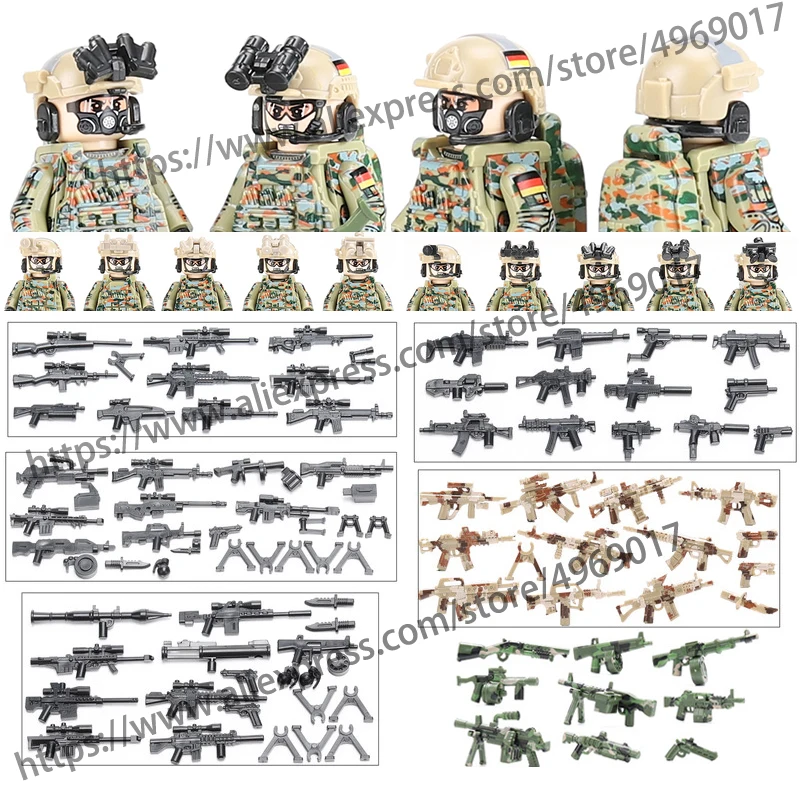 

KSK Special Forces Building Blocks German SWAT Police Soliders Figures Weapons Helmet Guns Camo Vest Military Bricks Toys D359