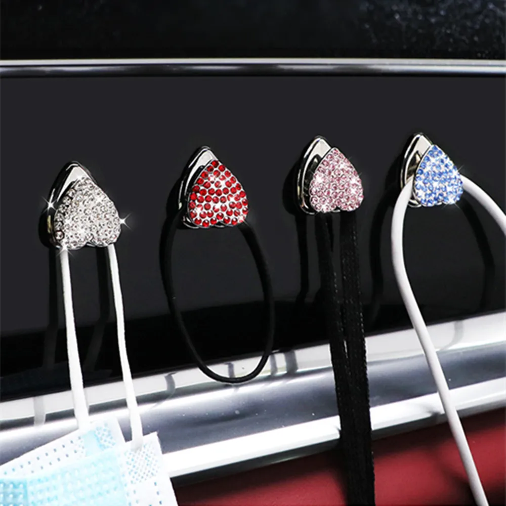 

Car Hook Creative Bling Love Diamond Car Paste Crystal Multi-purpose Mini Car Seat Back Small Hook Auto Decor Accessories